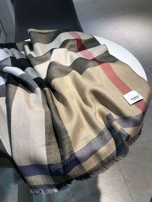 Burberry圍巾 巴寶莉雙層山羊絨圍巾 Burberry格子山羊絨女圍巾  llwj6529